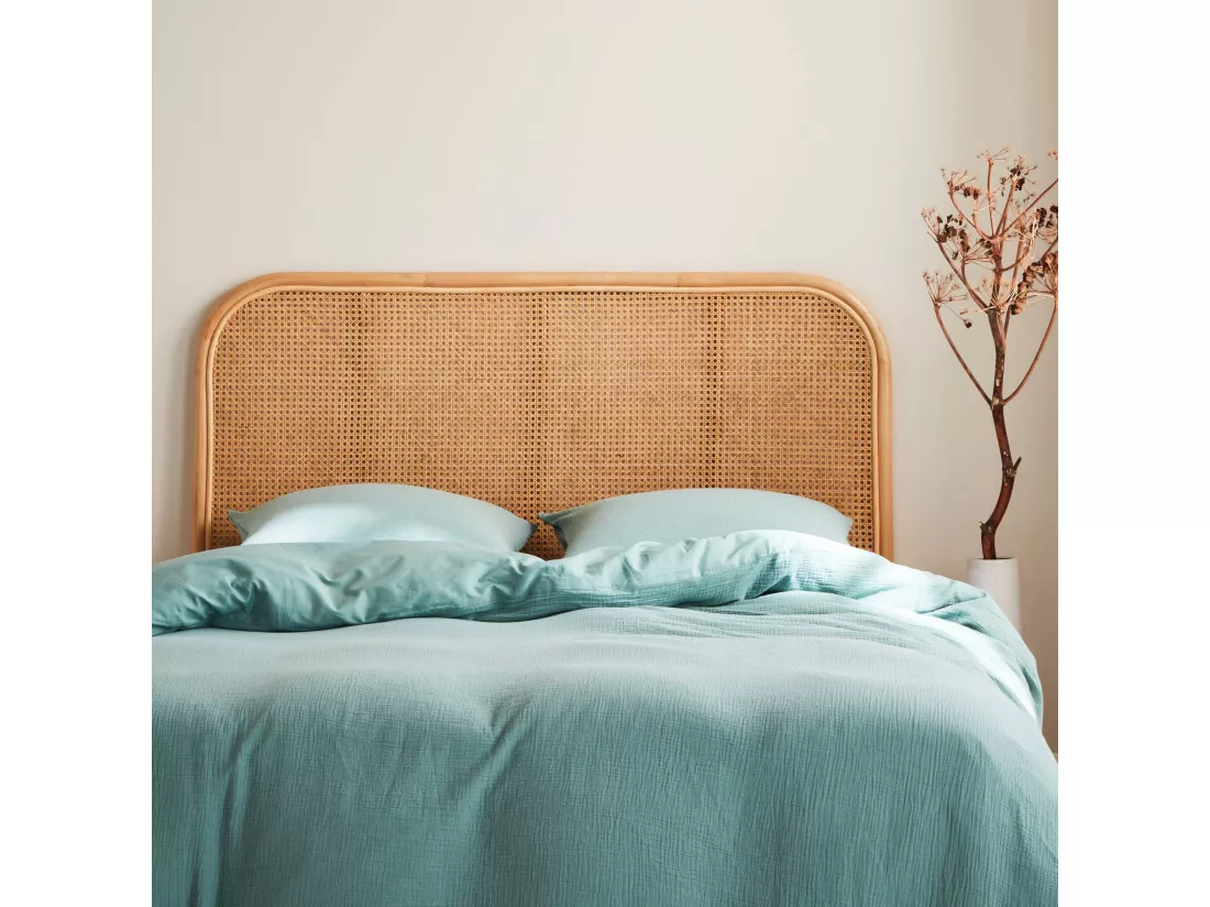 Tête de lit en rotin naturel et cannage. L 140 x P3 x H110cm