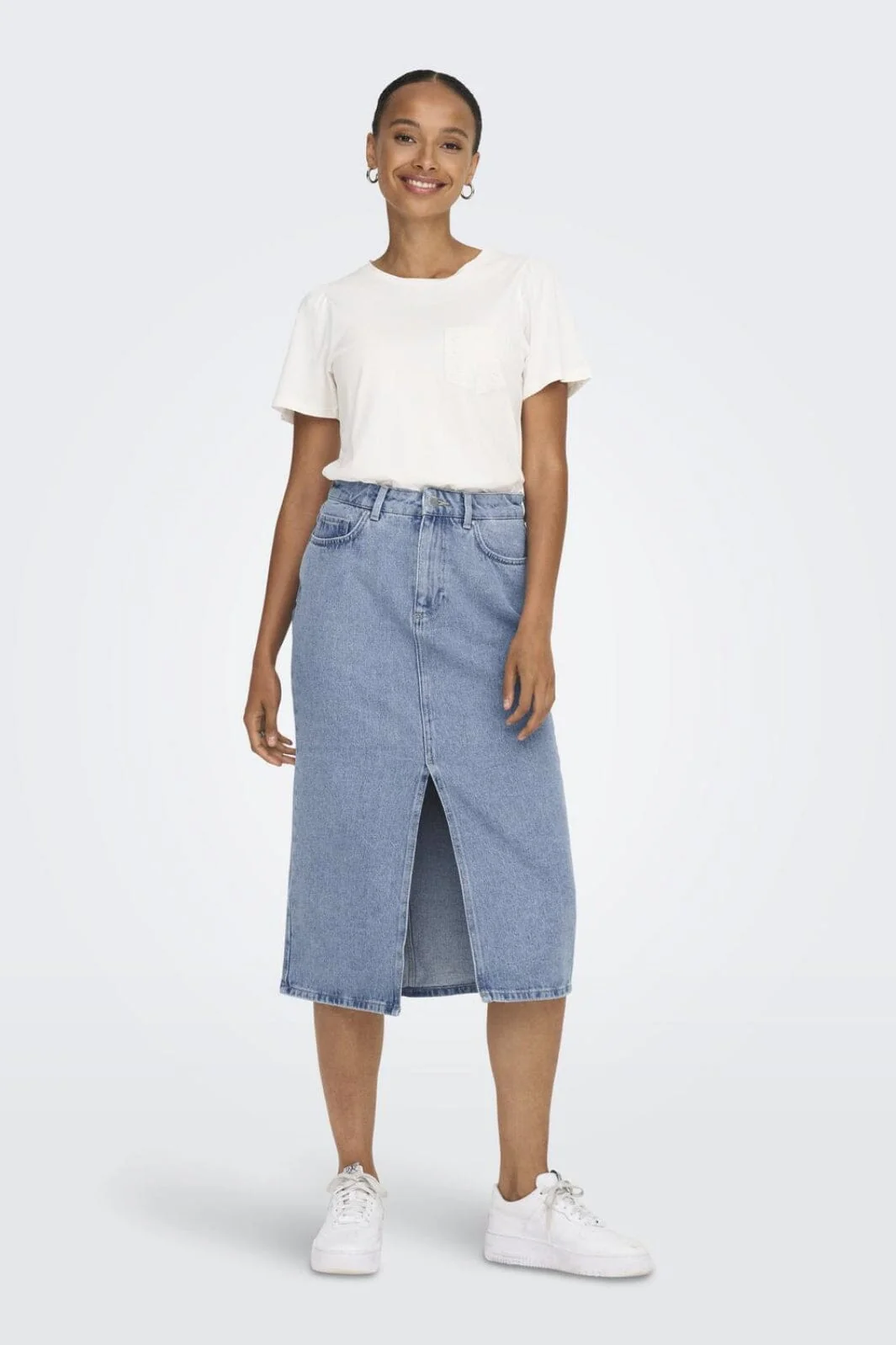 Only Onlbianca Midi Skirt Rea 4460381 light blue denim