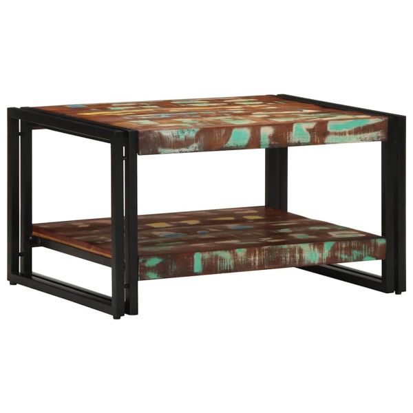 vidaXL Mesa de Centro Multicor 70x50x38 cm Madeira Maciça Recuperada - 3236742973