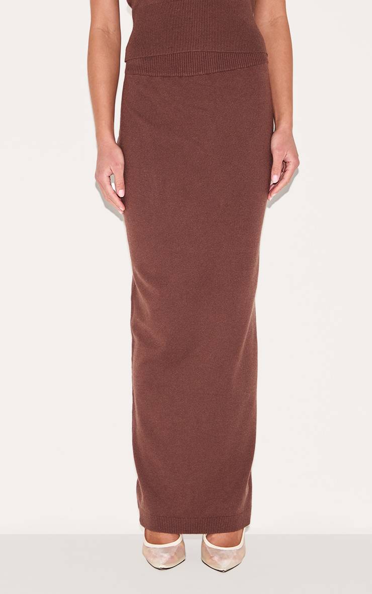 Chocolat Jupe Longue En Maille Basique