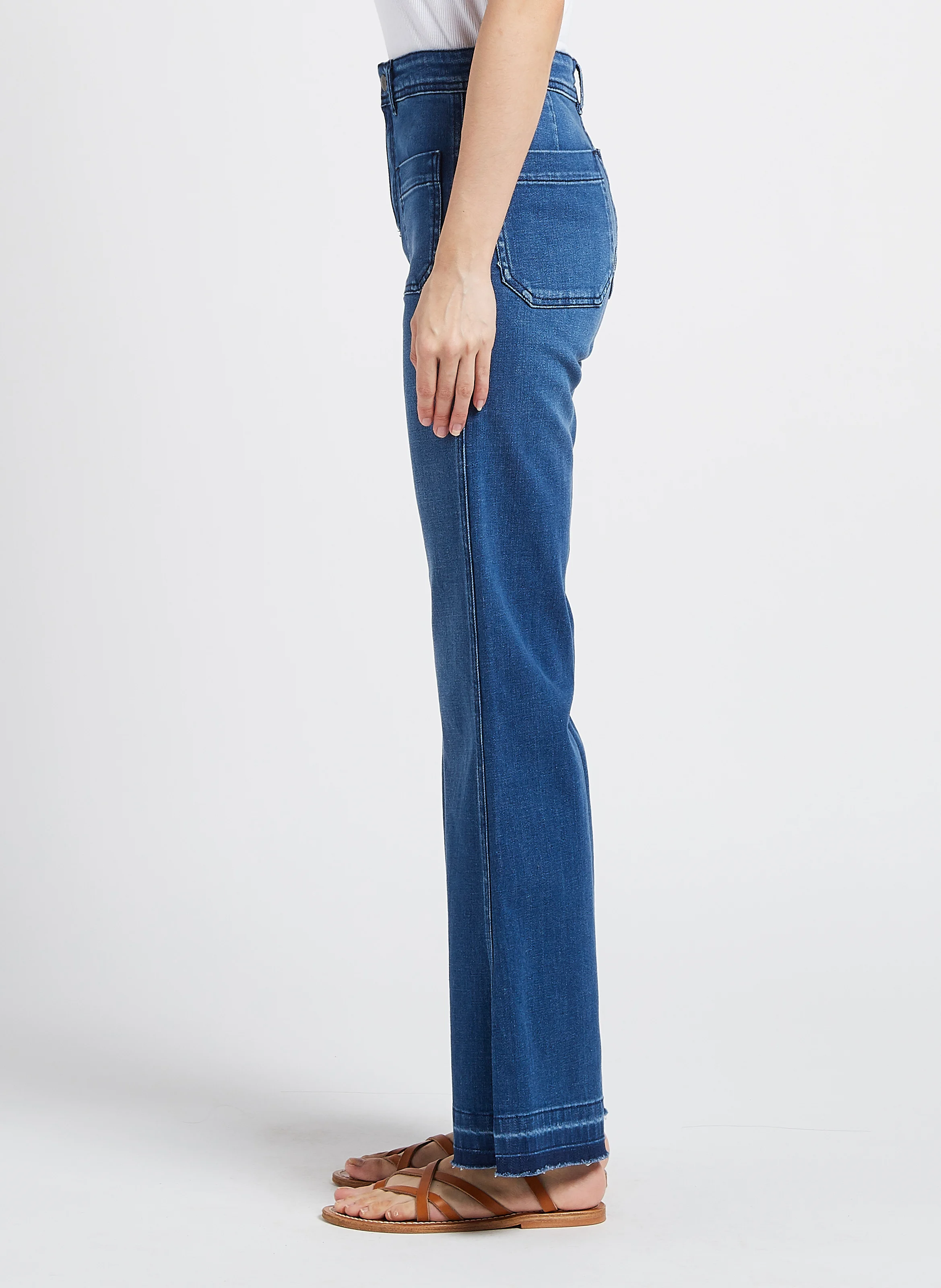 FRAISE - Jean flare en coton délavé | Bleu