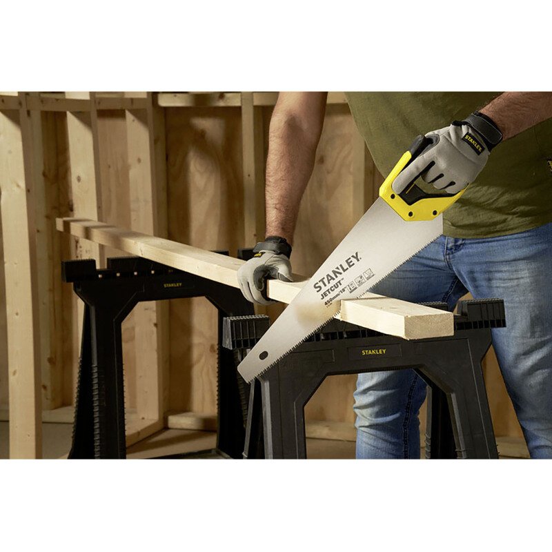 Scie égoïne Stanley Jetcut coupe moyenne section 45 cm, 7 dents/pouce