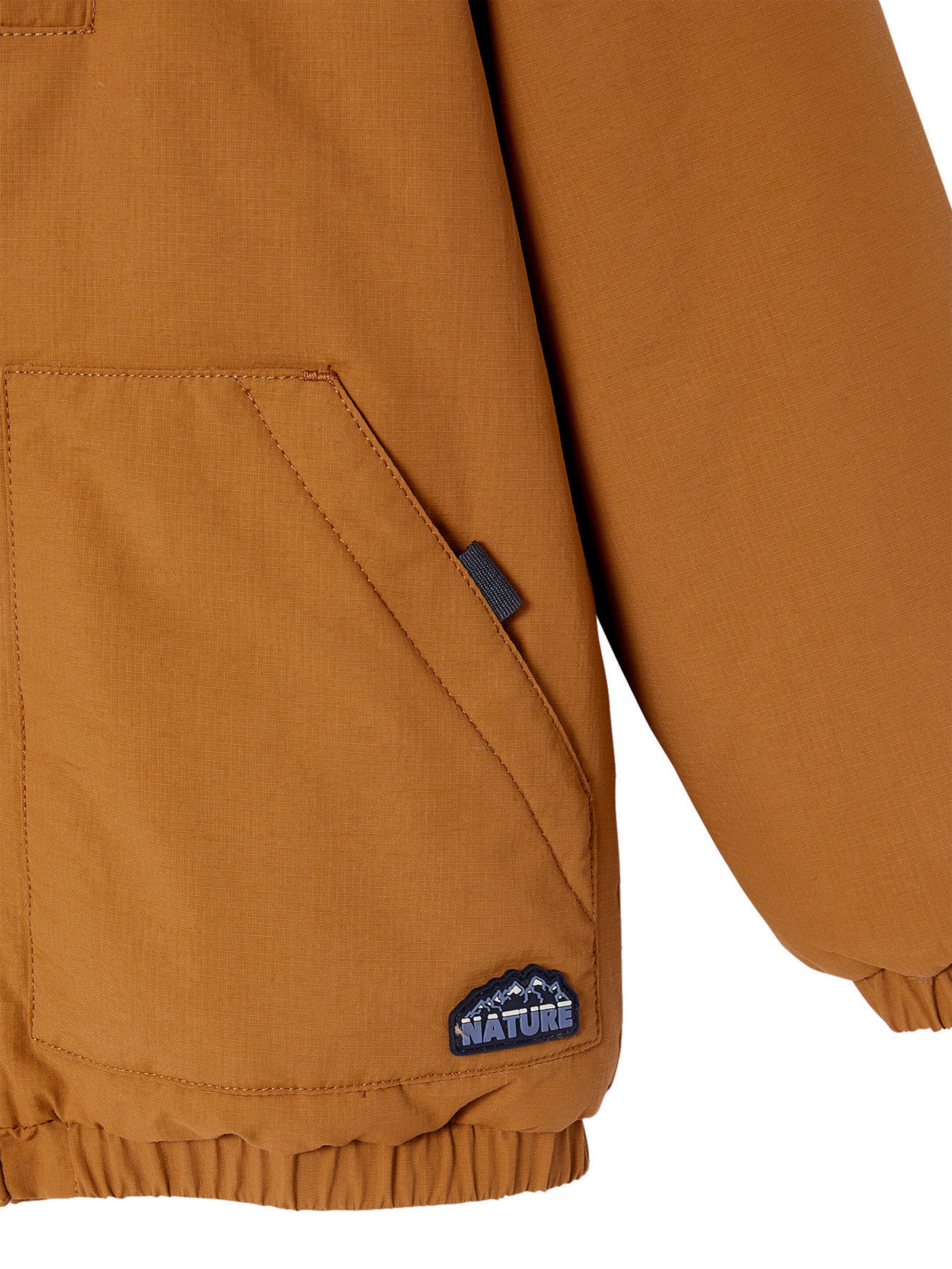 Vertbaudet Jungen Winterjacke mit Kapuze und Webpelzfutter, Recycling-Polyester bronze