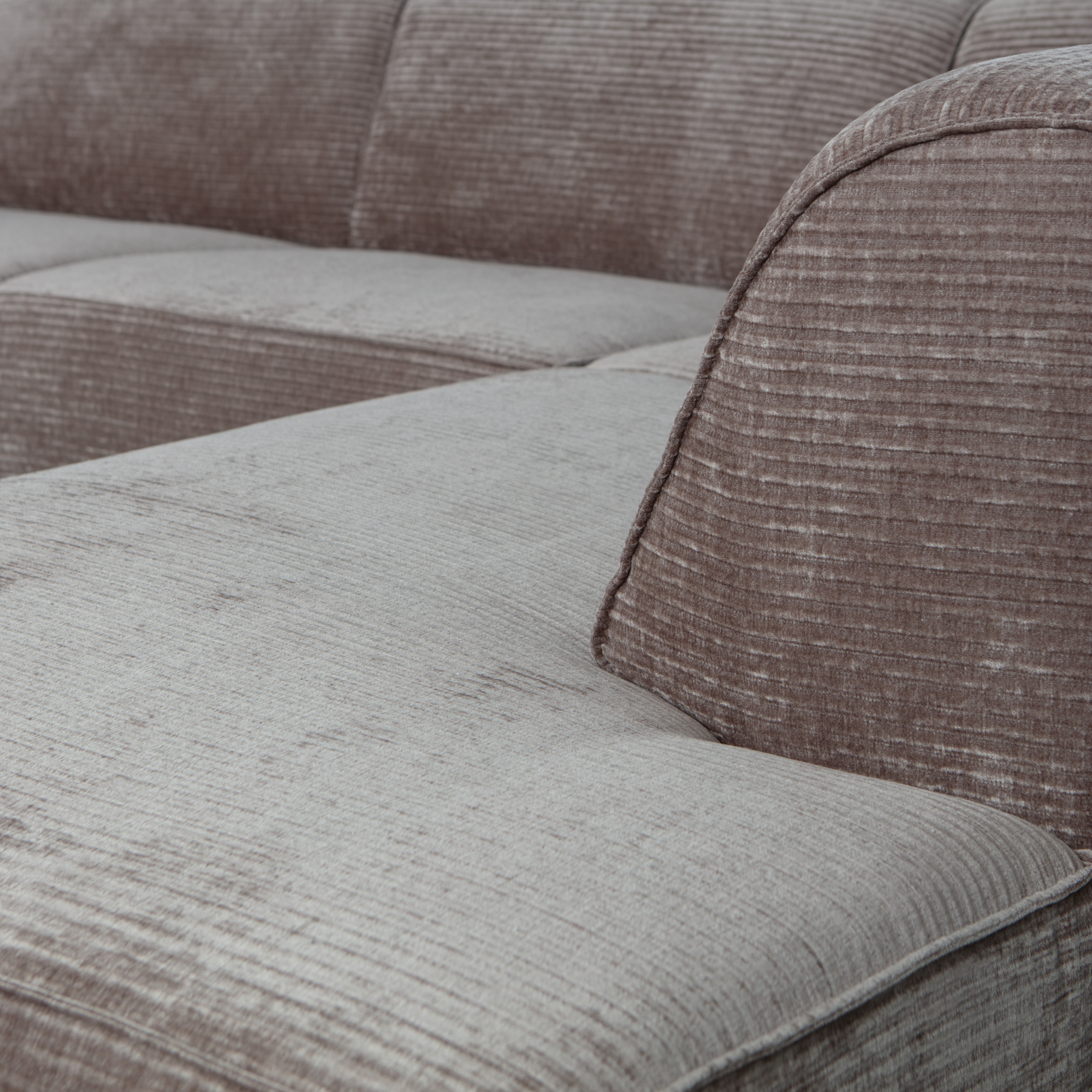 Statement Hoekbank Rechts - Platte Brede Rib - Taupe