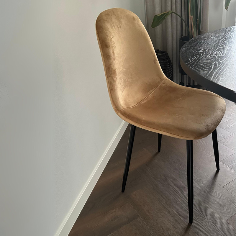 Eetkamerstoel Ivy velvet - bruin - 88x38x38 cm