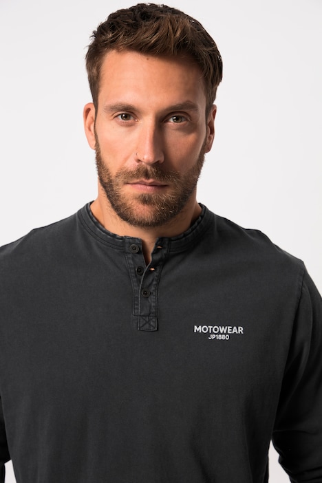 Henley, Langarm, Vintage Look, Doppel-Ausschnitt mit Knopfleiste, Tall