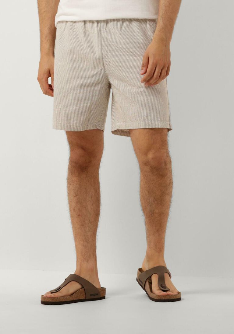 PURE PATH taupe pure path korte broek seersucker short with cords and front pockets