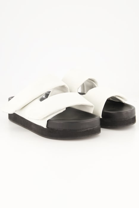 Leder-Pantolette, echtes Leder, breite Riemen, Weite H