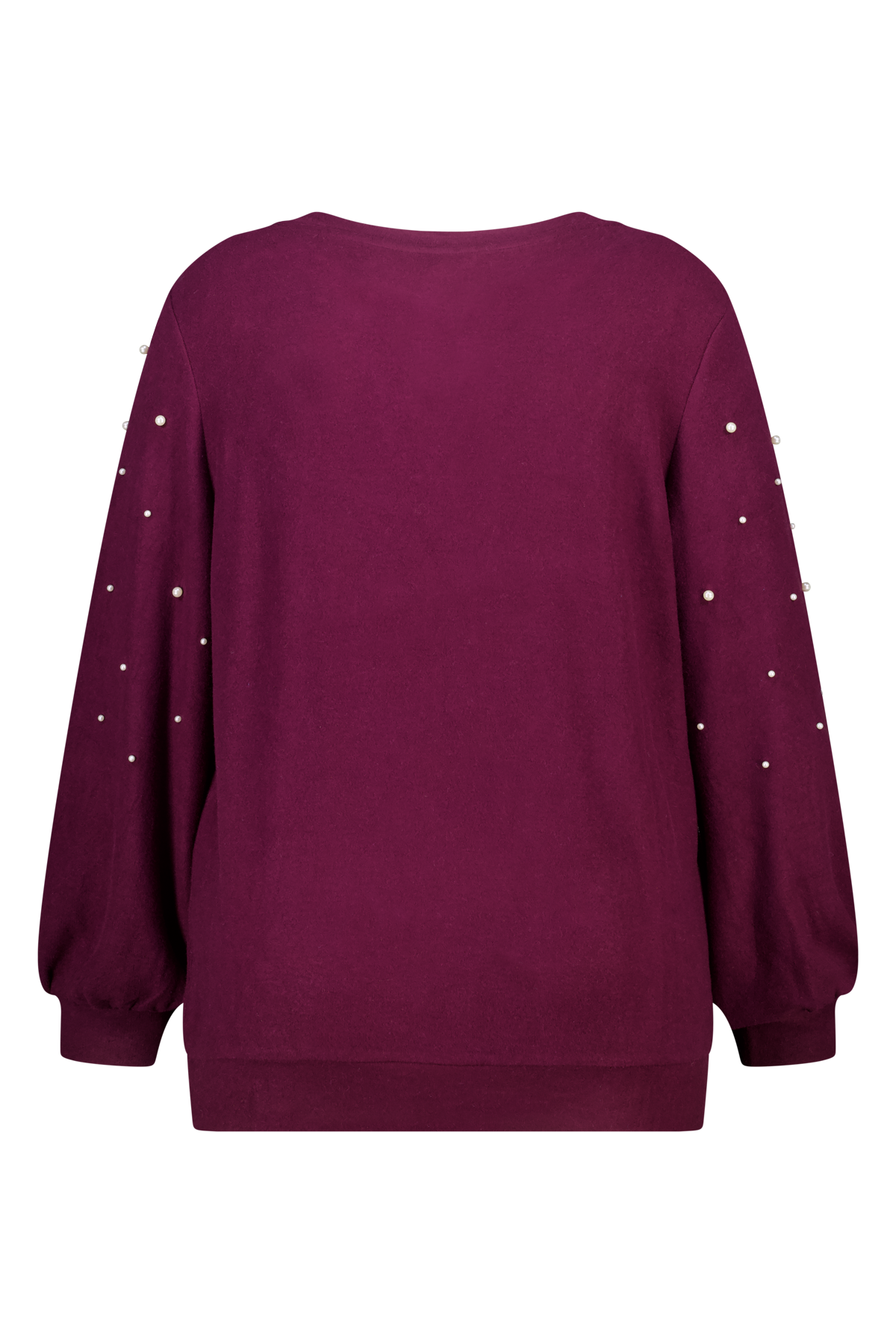 Brushed trui met parel opdruk Bordeaux