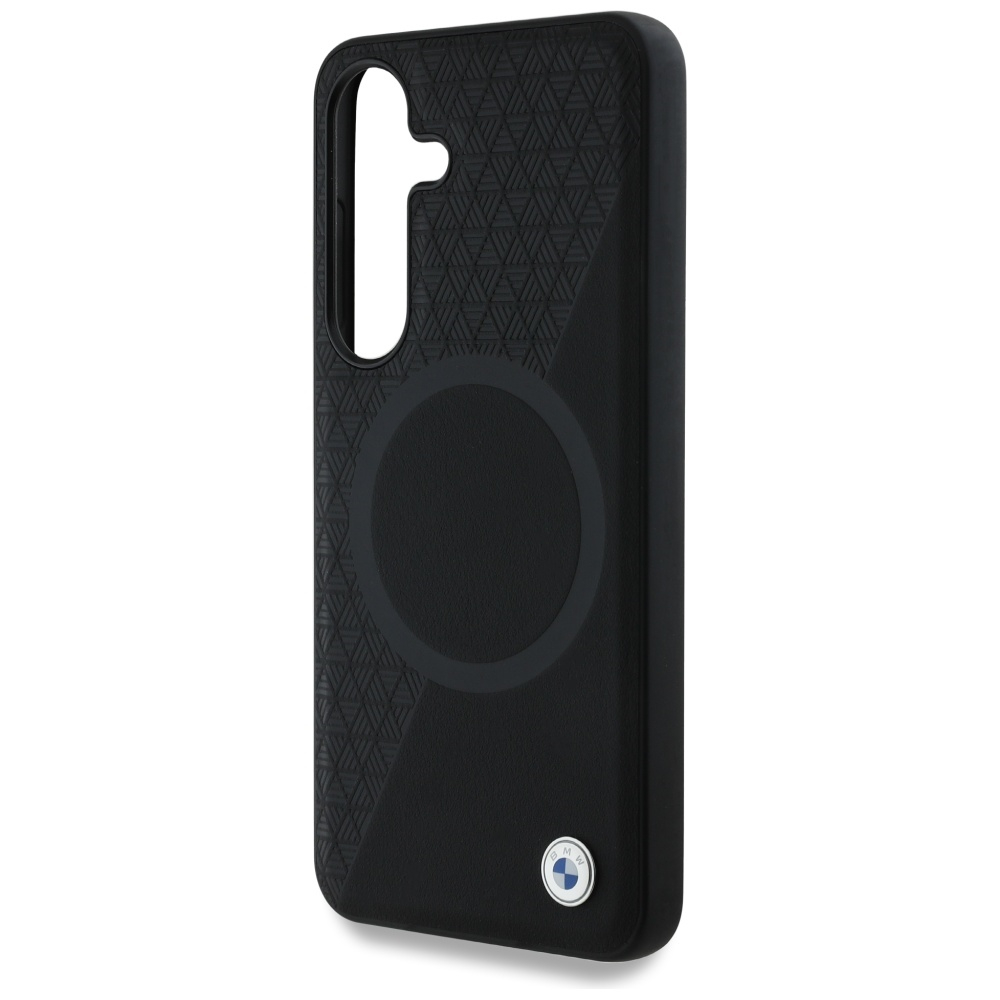 Samsung Galaxy S25 Leder Hardcase Hülle Half Textured & Circle MagSafe-Modul (BMHMS25S23RTPK) - Schwarz