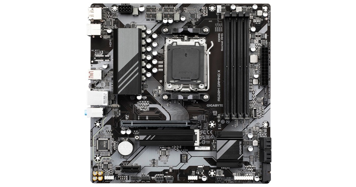 GIGABYTEA620M GAMING X (rev. 1.0) socket AM5 moederbord  (Zwart/grijs, RAID, Gb-LAN, Sound, µATX)