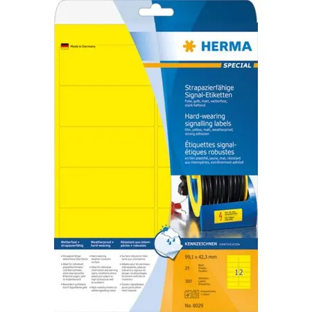 HERMA Signal-Etiketten, stark haftend, gelb, 99,1 x 42,3mm, 300 Stück
