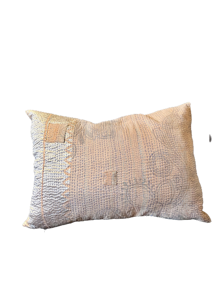 Kussen Kantha vintage 50x70 cm soft pink flowers