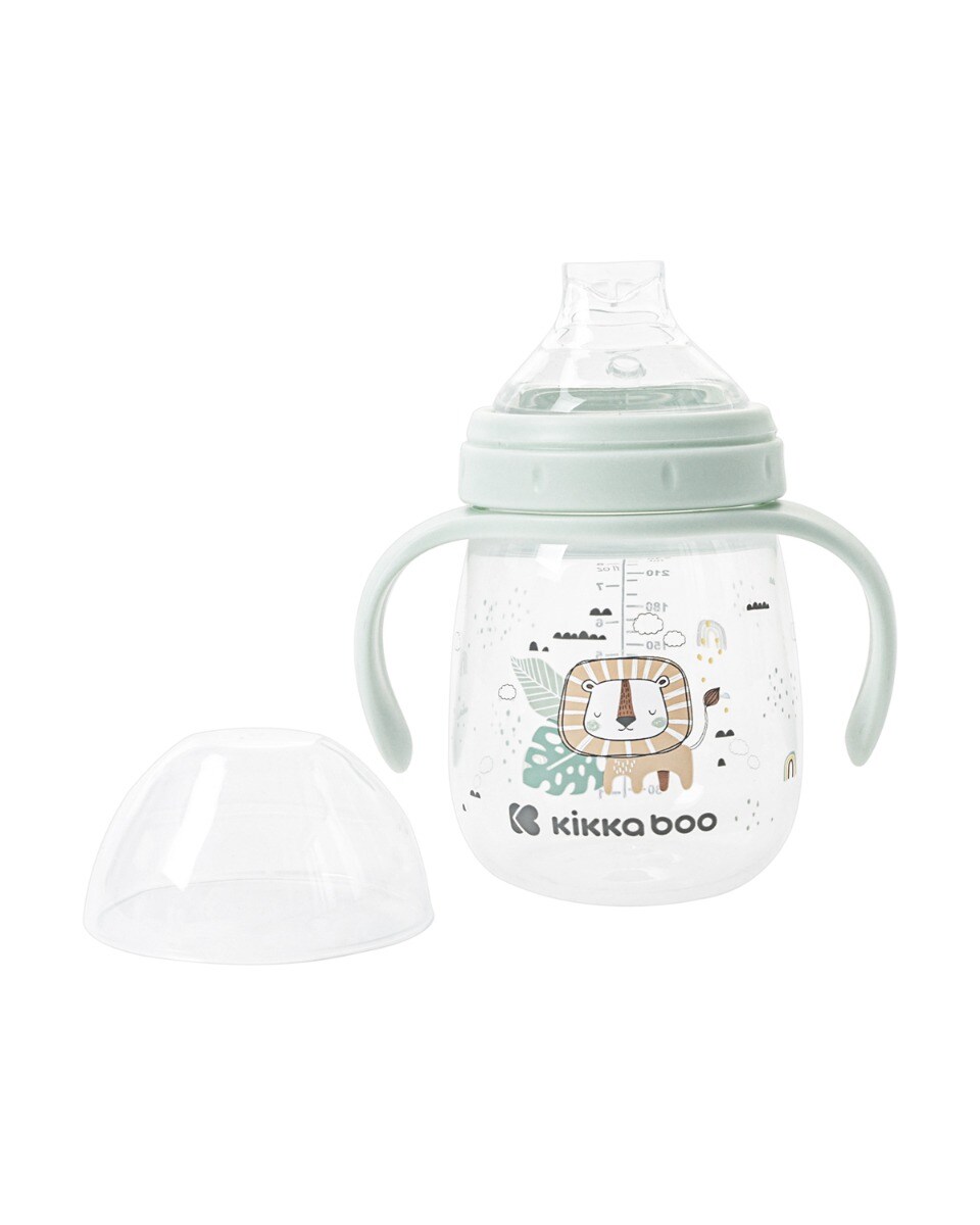 Kikkaboo Baby-Trinklernbecher Savanna 240 ml Deckel bequemer Griff ab 6 Monaten grün