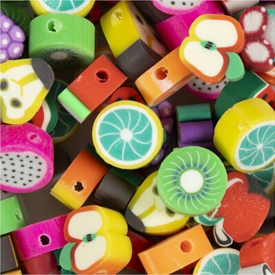 Figurperler - Frugt - Ø 10 MM - Hulstr. 1,5 MM - 60 Stk