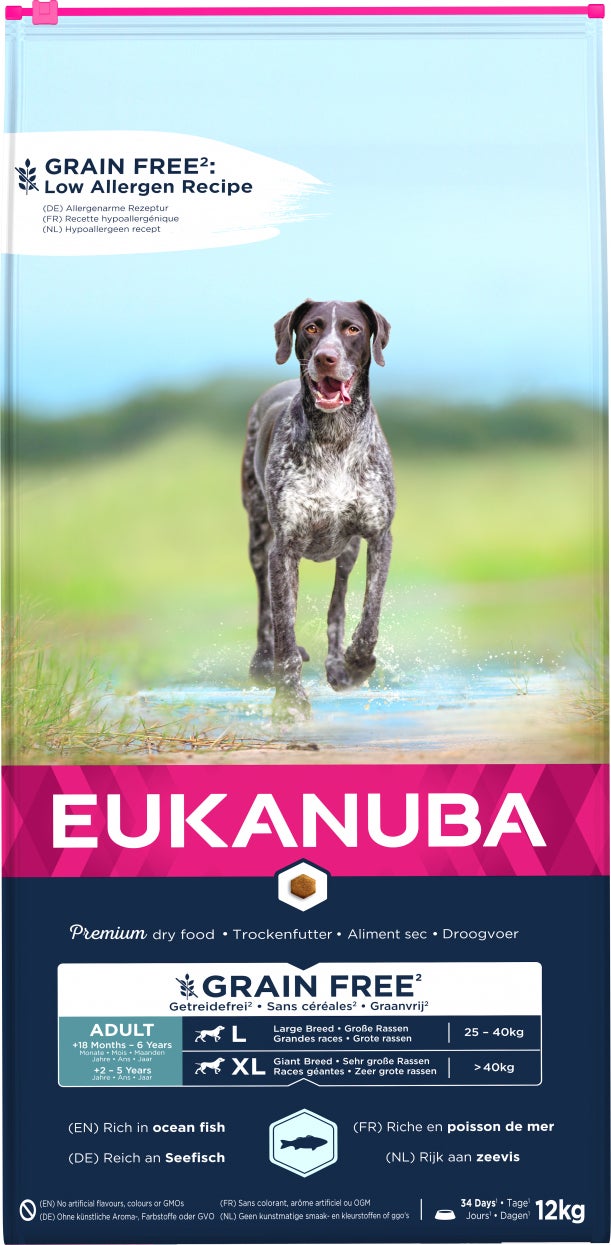 Eukanuba hondenvoer graanvrij zeevis adult large/XL large 12 kg