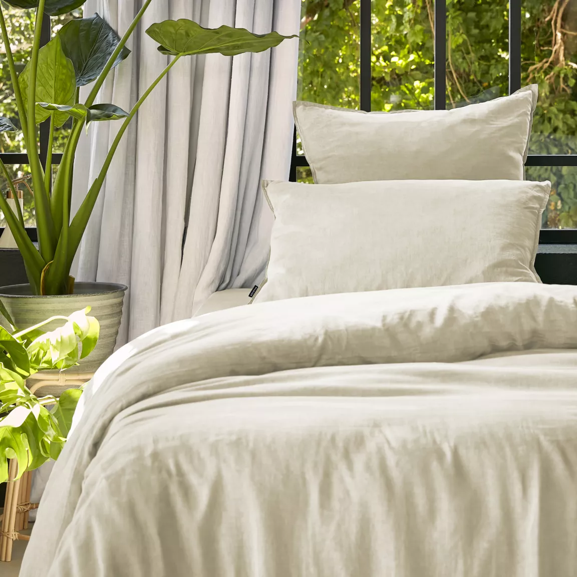 Housse de couette lyocell Tencel™ lavé (140 x 200 cm) Olivia Beige pampa