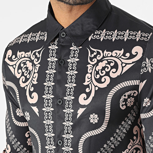 Chemises Manches Longues Noir Rose Renaissance