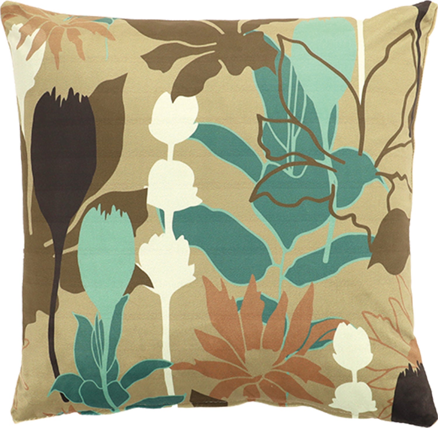 Intratuin Kate sierkussen bladeren beige 45 x 45 cm