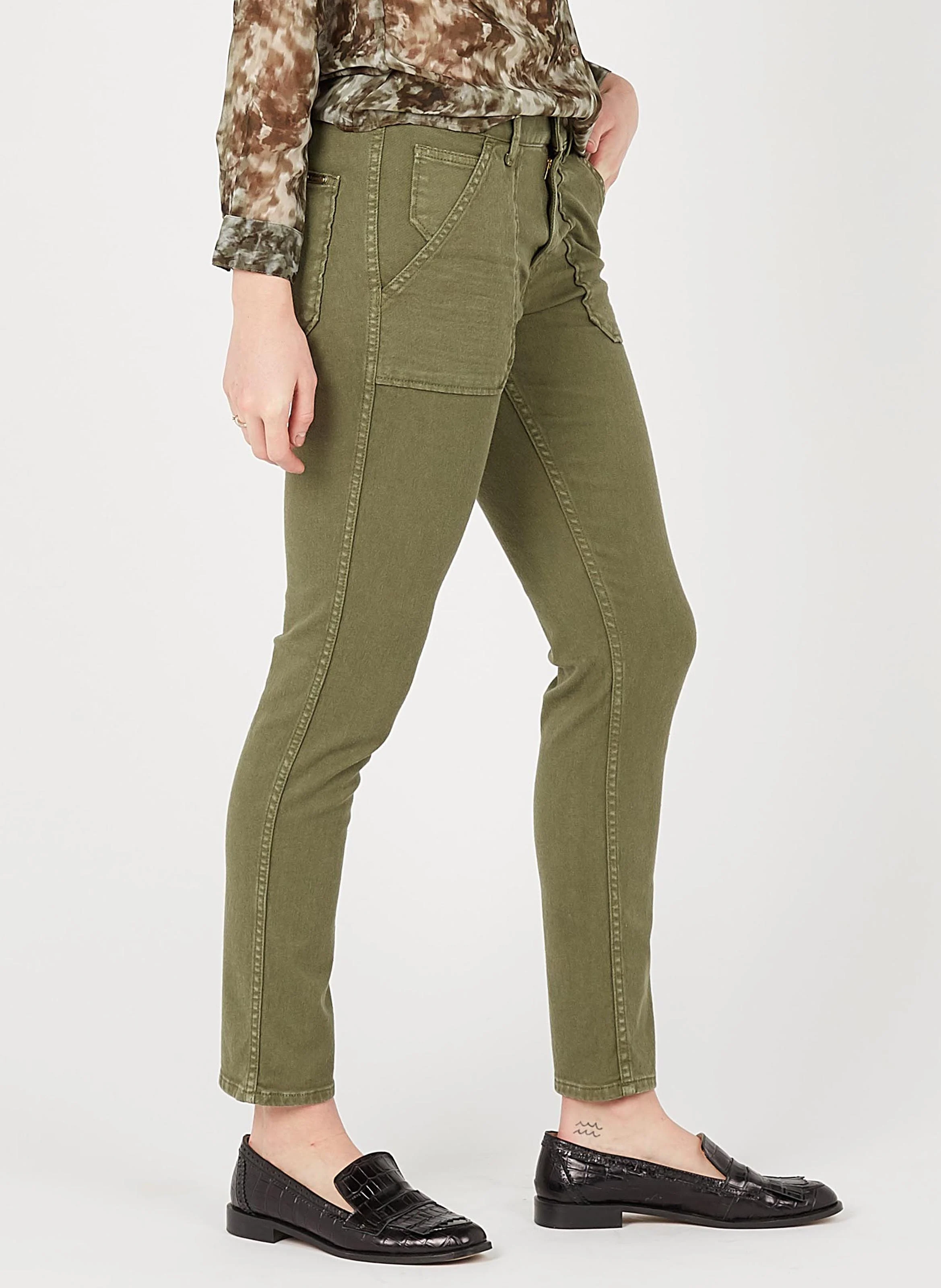 PIERCE - Jean slim en coton mélangé | Vert