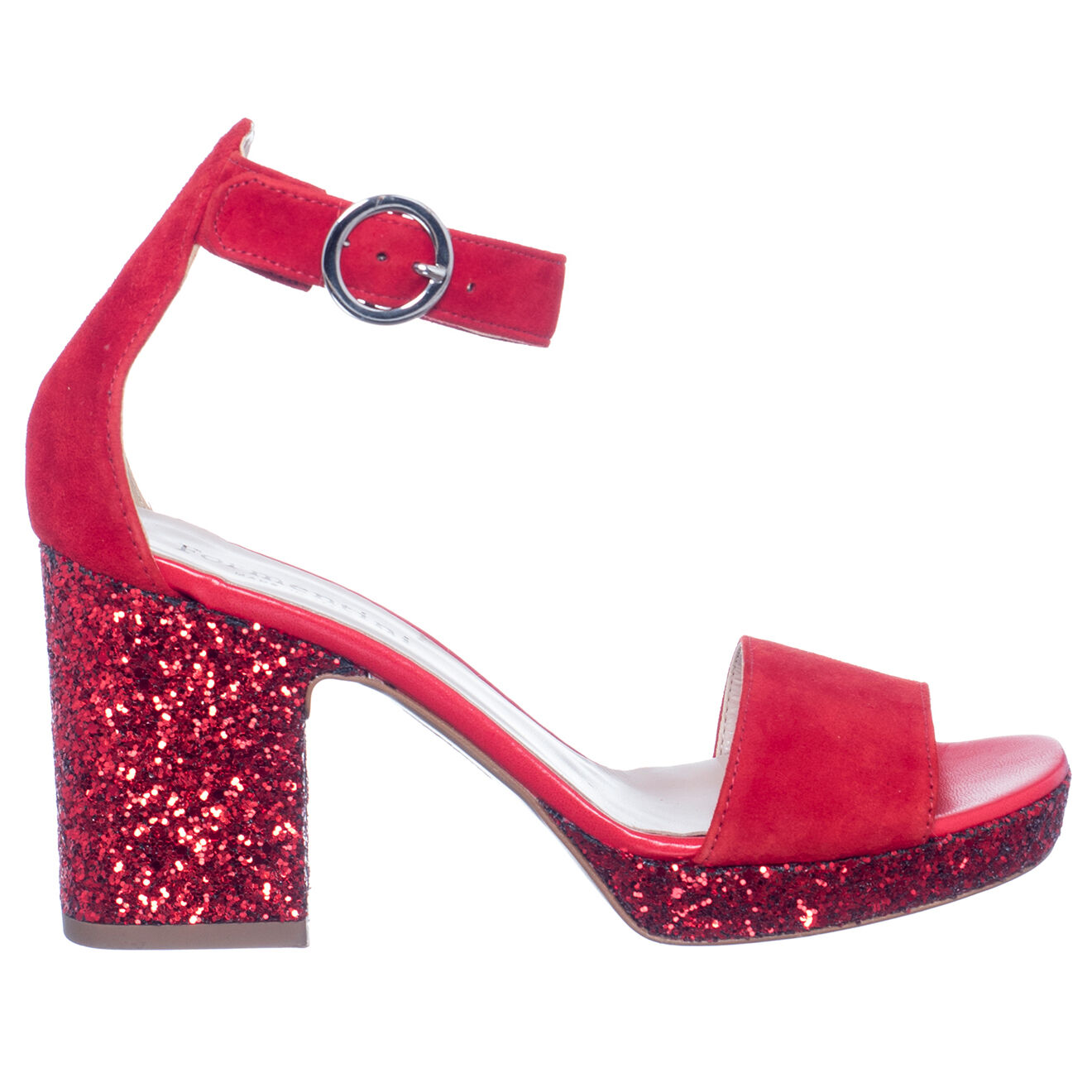 Loretta Pettinari Sandales en Velours de Cuir Camilla rouges - Talon 8.5 cm