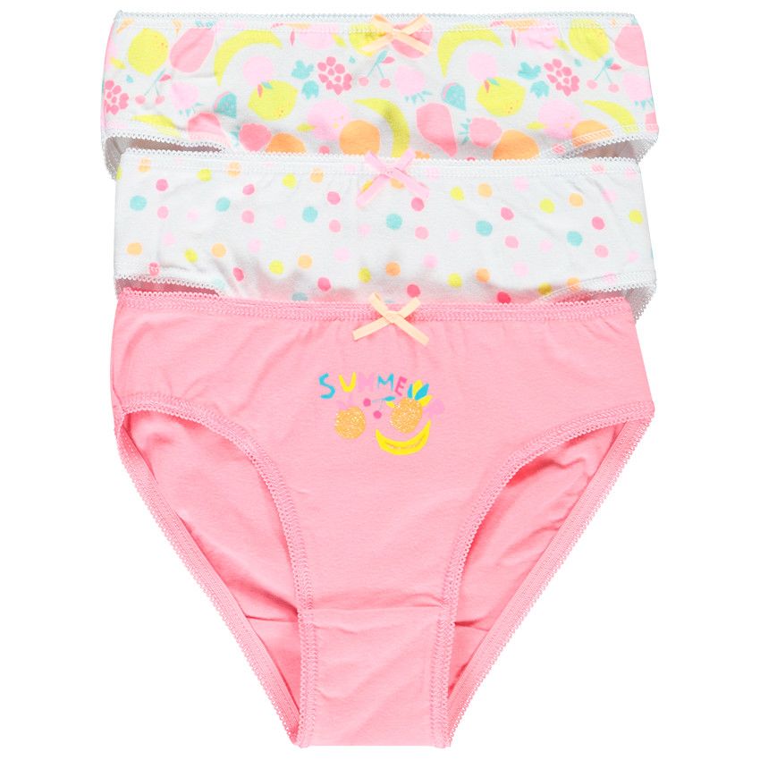 Lot de 3 culottes imprimées pour fille - Blanc