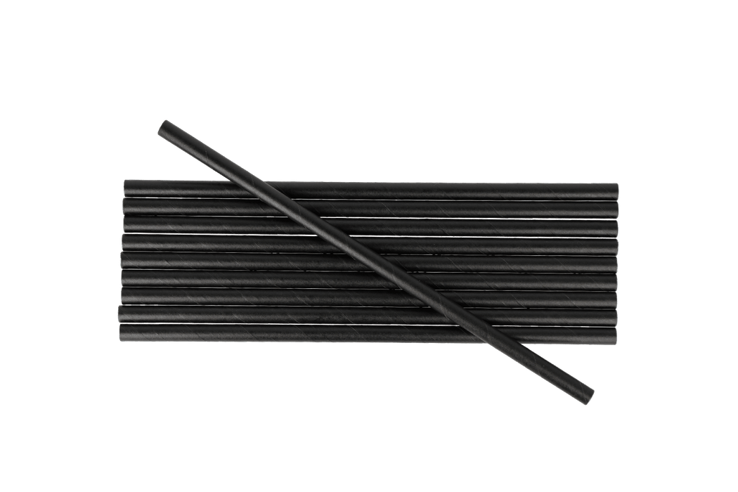 Papieren rietjes zwart 200x6mm BIO