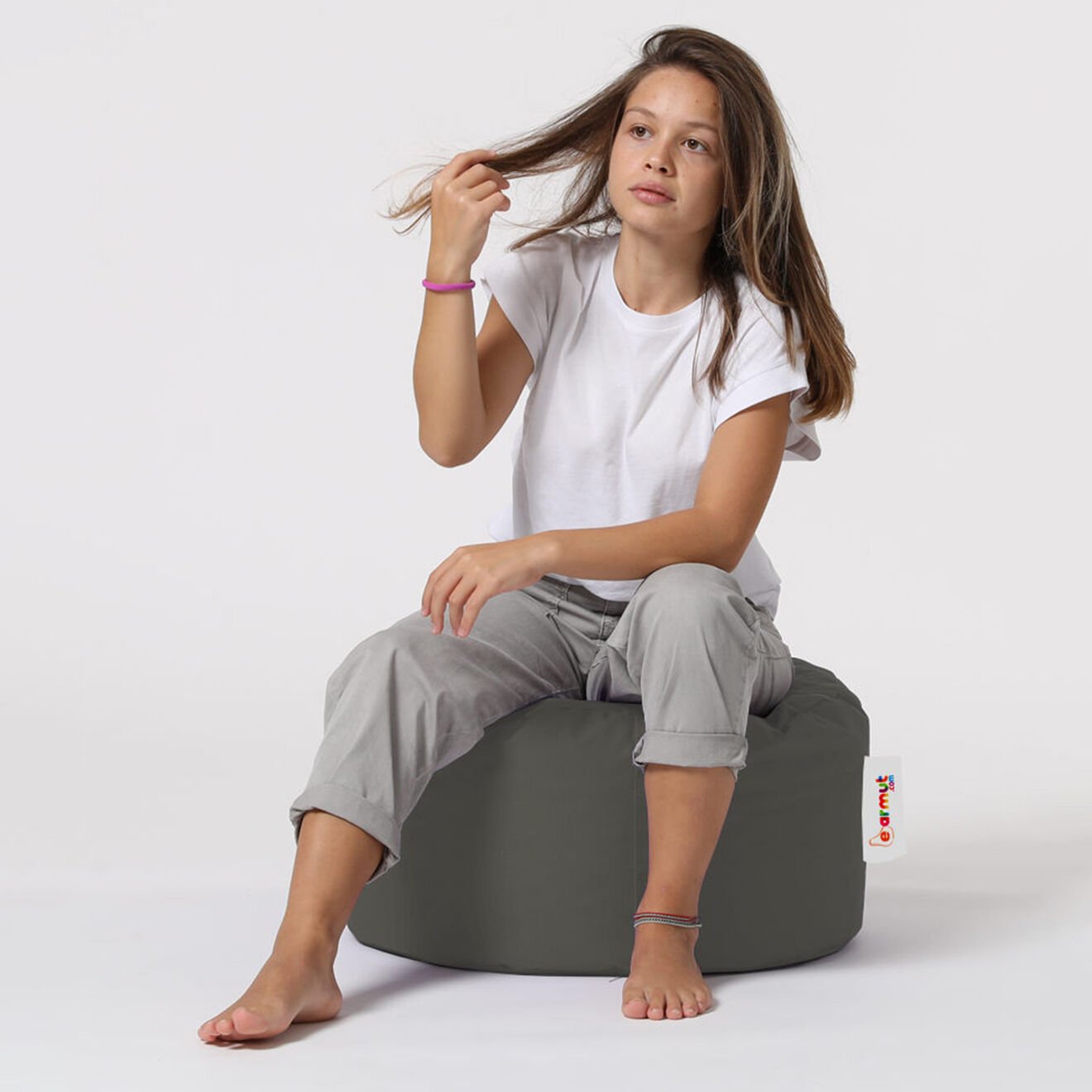 Homitis Pouf Round gris fumé - D.55x30 cm