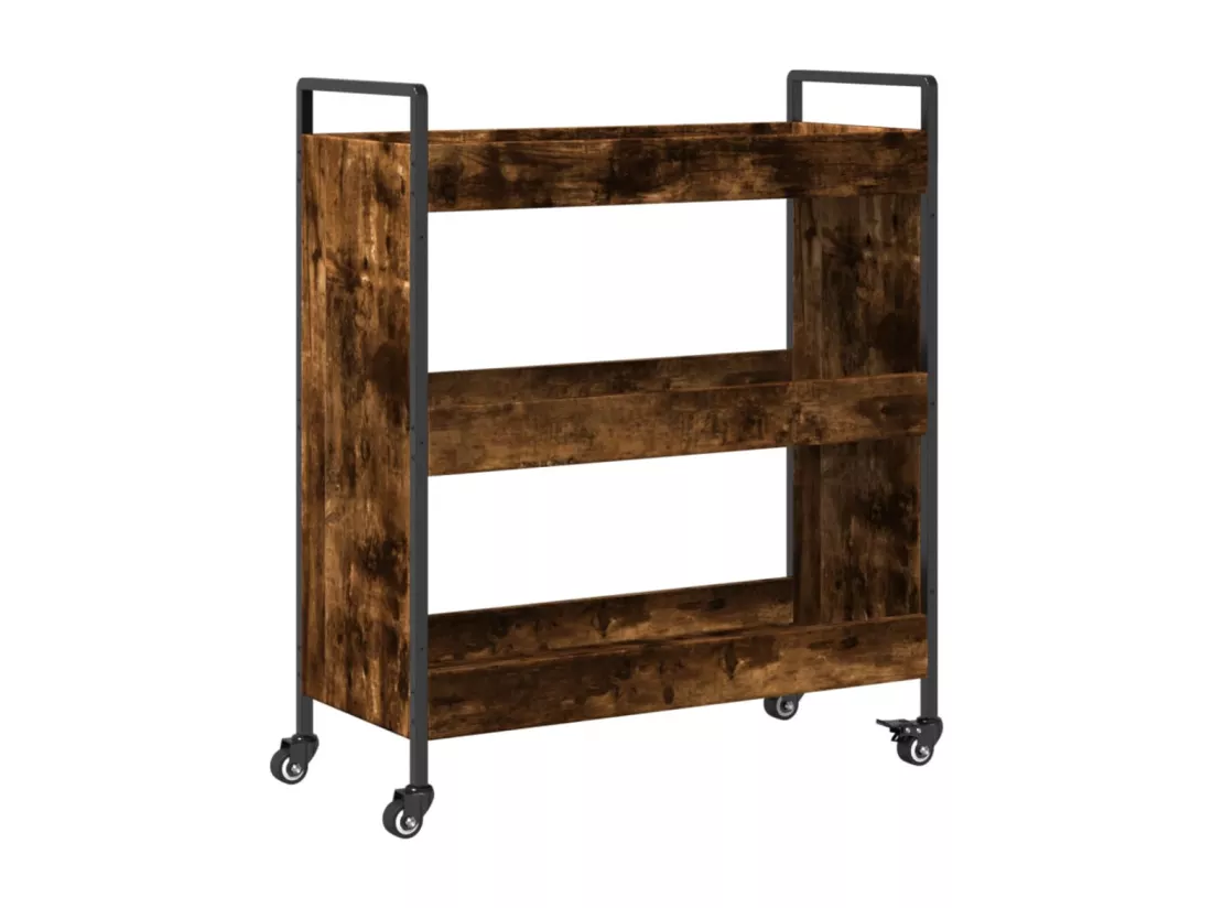 Chariot de cuisine chêne fumé 70x30x82 cm bois d'ingénierie