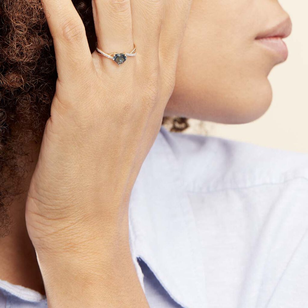 Bague Or Jaune Clothilde Topaze Oxydes De Zirconium