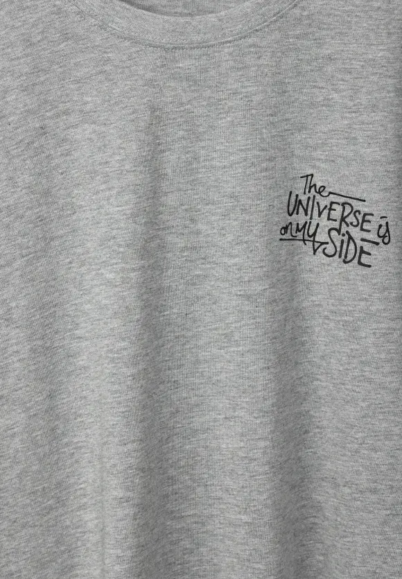 T-Shirt mit Brustprint - cloud grey melange