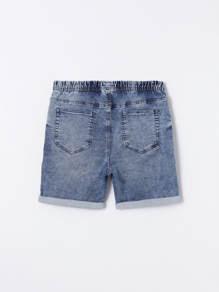 Calça jogger Bermuda em denim - Índigo