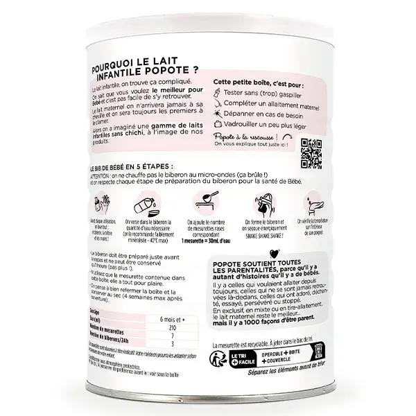 Leite Infantil Orgânico Popote Fase 2 400g