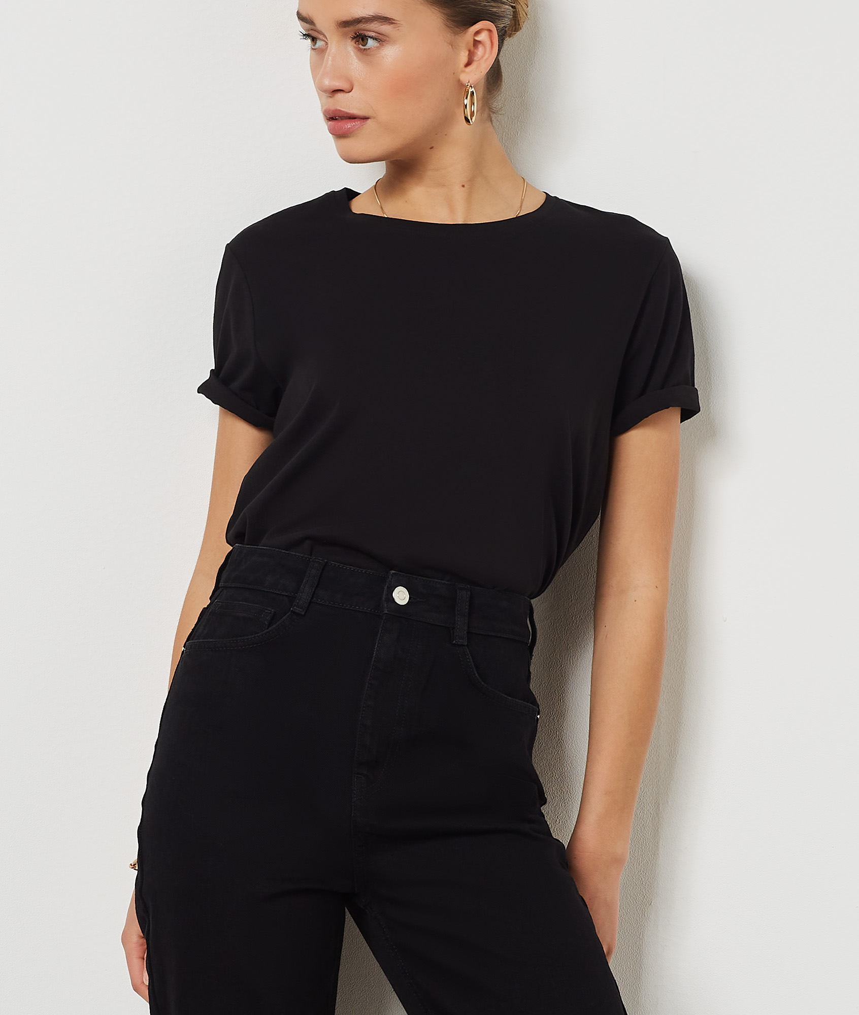 Jean mom taille haute, 100% coton