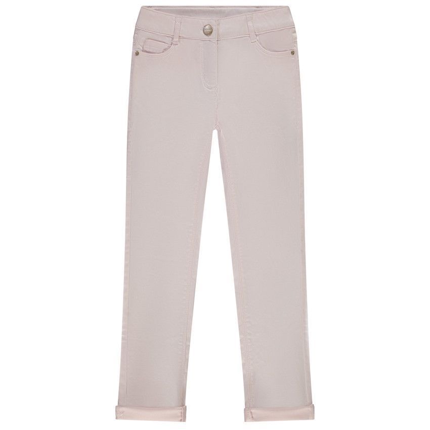 Pantalon slim en twill uni pour fille - Rose