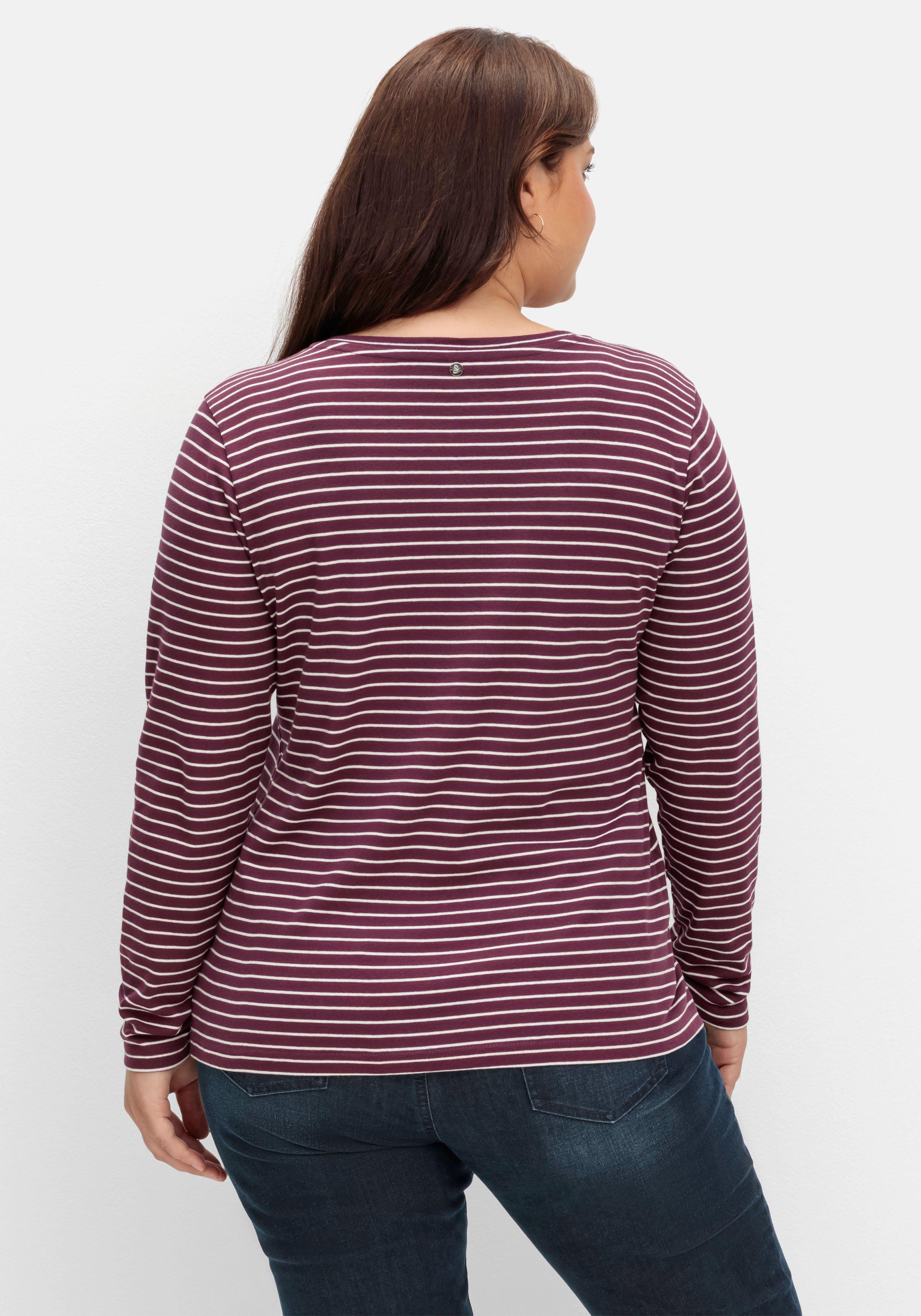 Gestreiftes Langarmshirt mit Knopfleiste