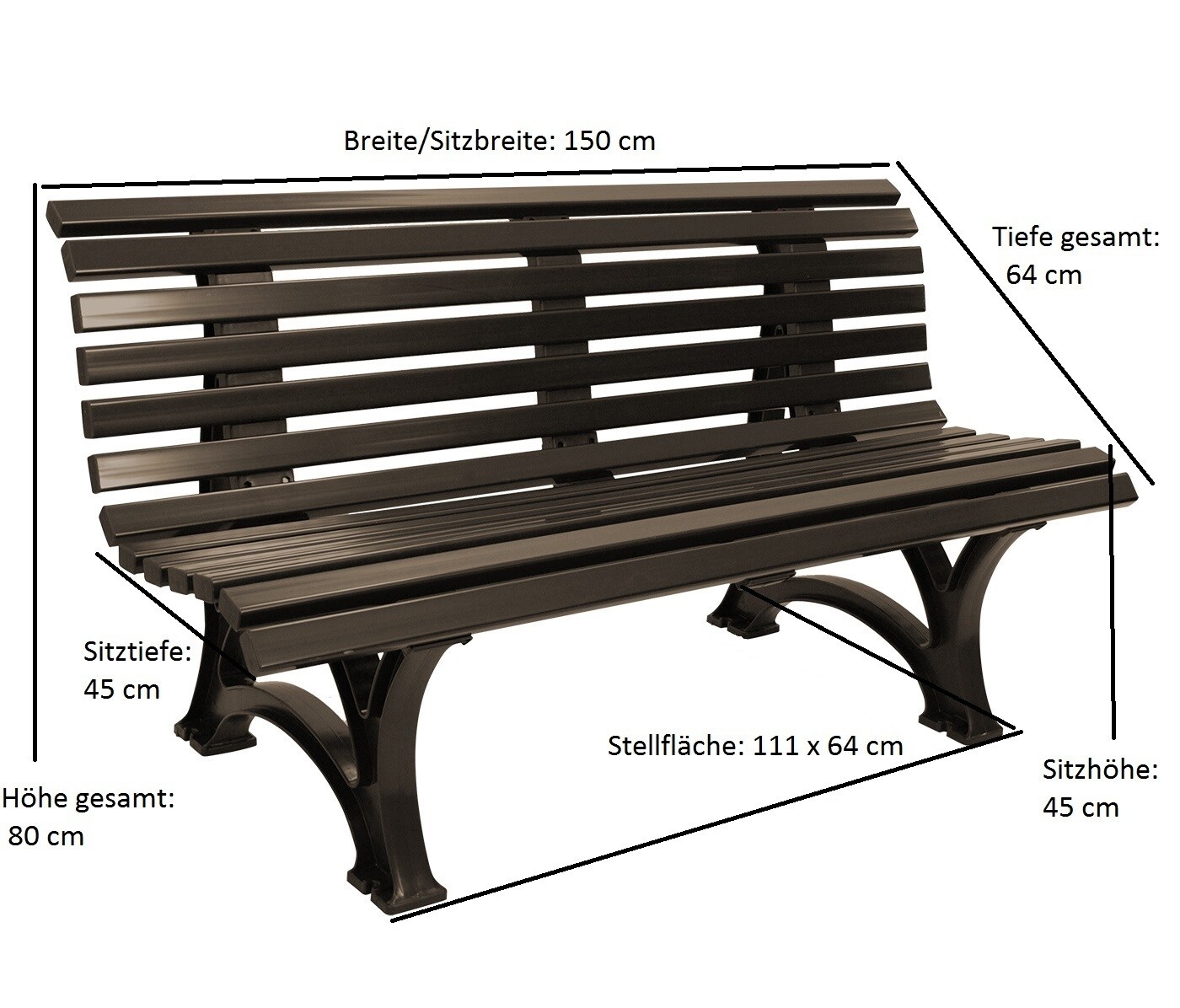 gartenmoebel-einkauf Bank HELGOLAND 3-sitzer, Kunststoff braun