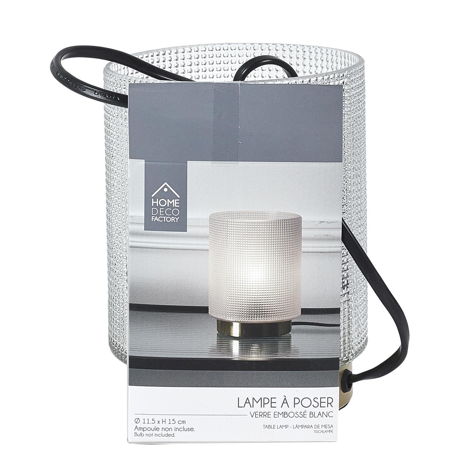 LAMPE A POSER VERRE EMBOSSE BLANC
