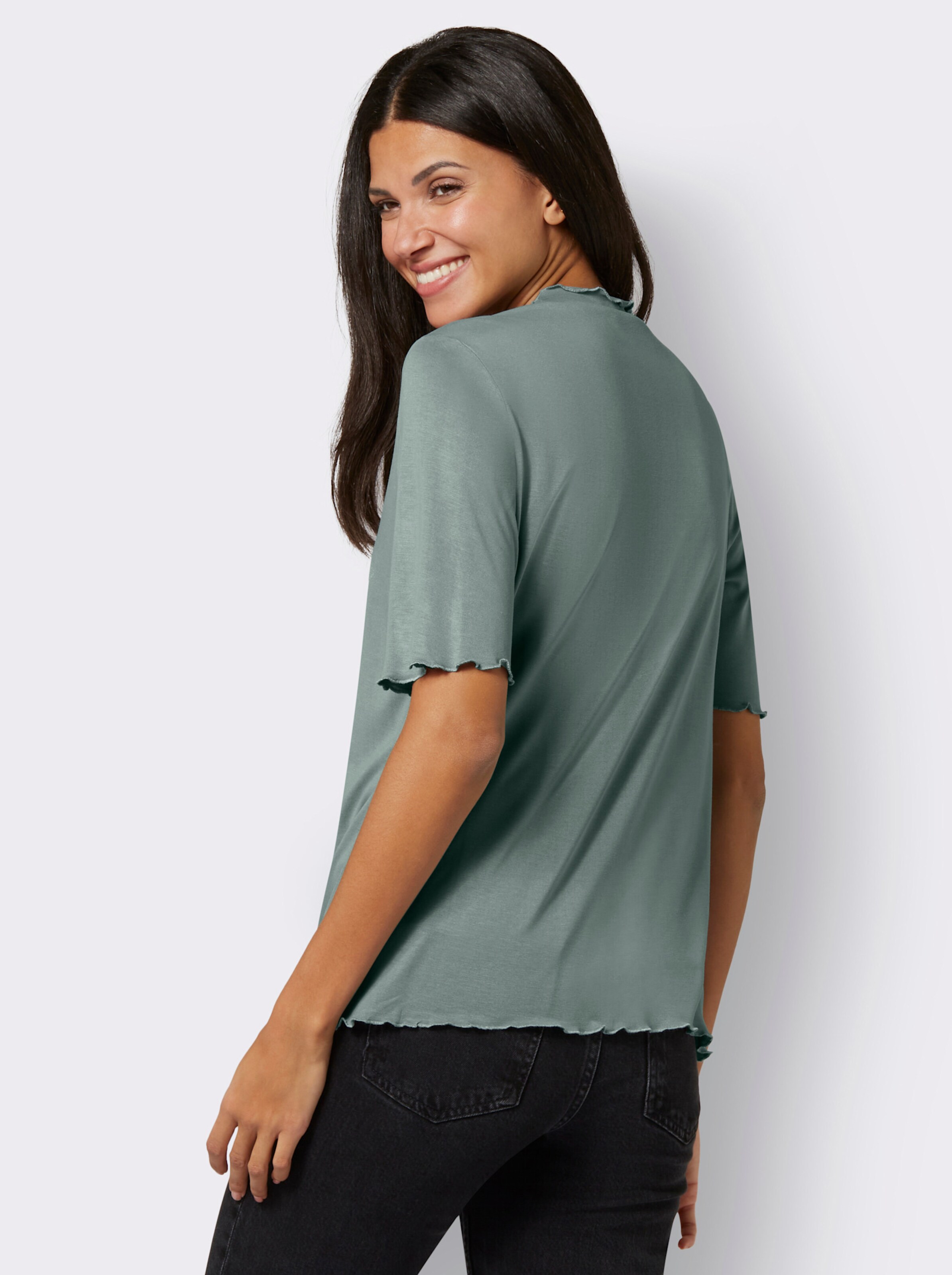 Kurzarmshirt mit Stehkragen