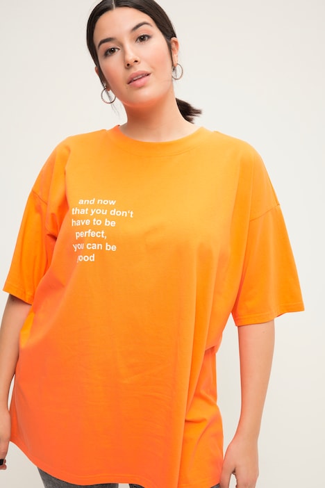 Longshirt, oversized, Statement Print, Rundhals, Halbarm