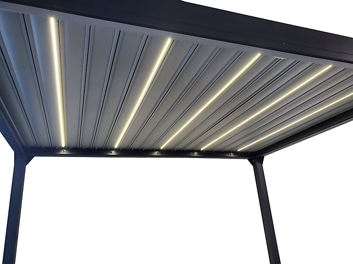 Pergola bioclimatique Actual motorisée aluminium Green Outside 4 x 3 m gris