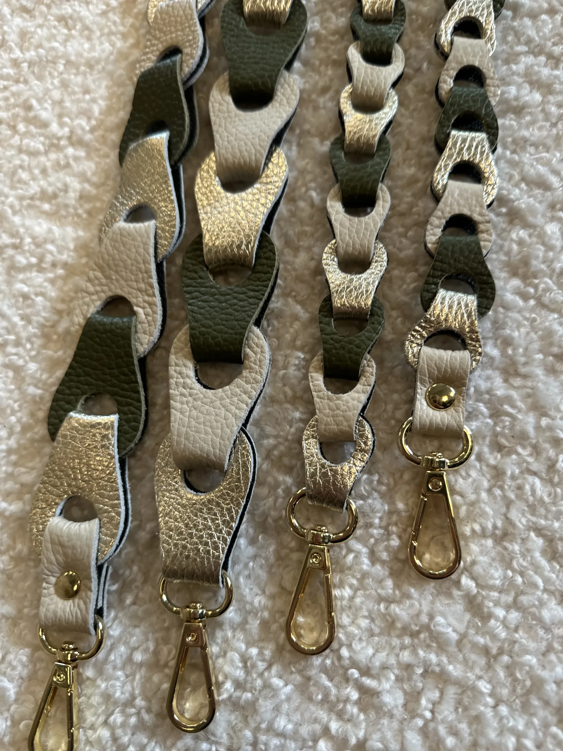 Bag Strap - Breed Groen/Ecru/Zilver - Goud