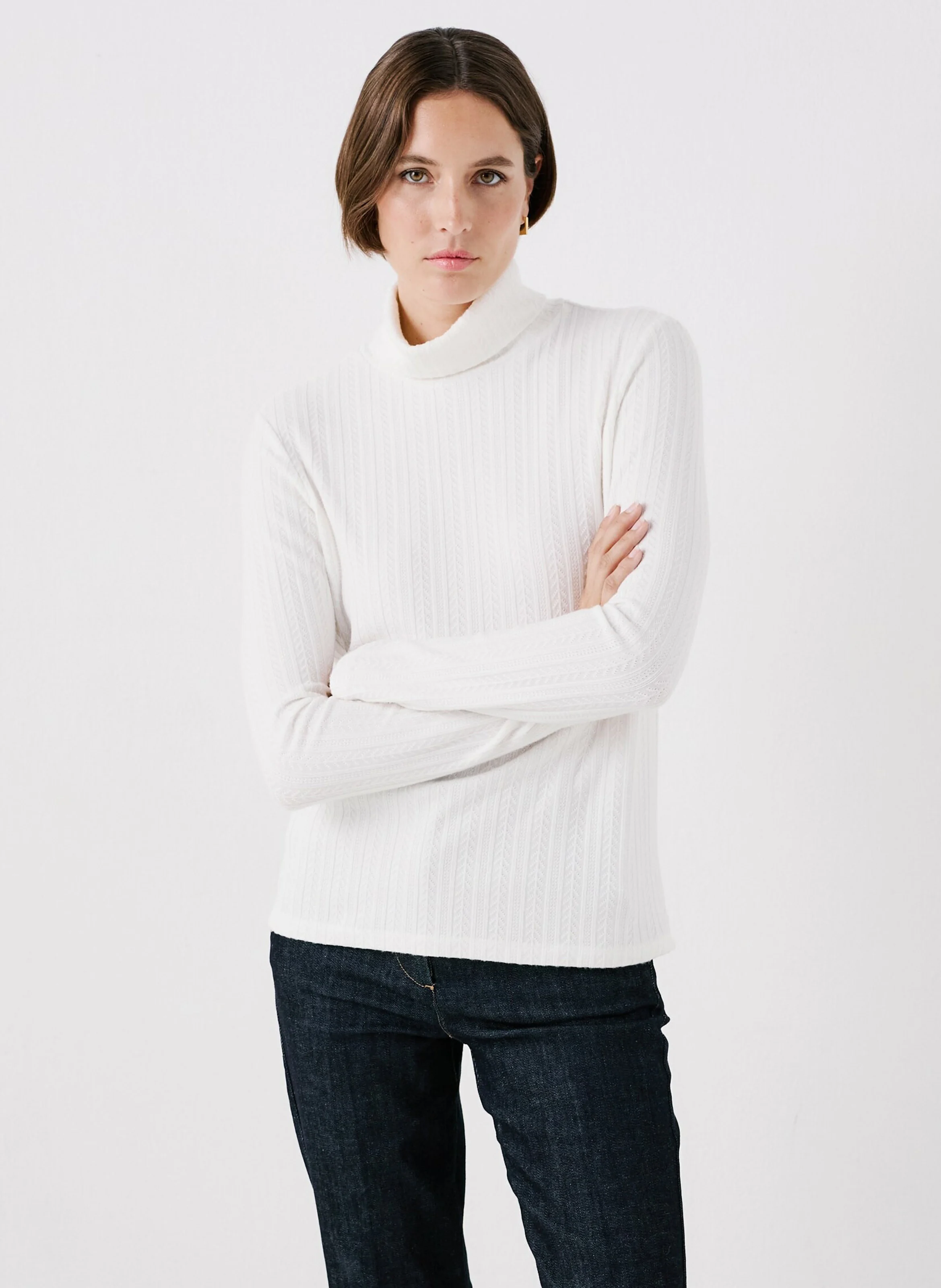 TJENA - Pull col roulé| Blanc