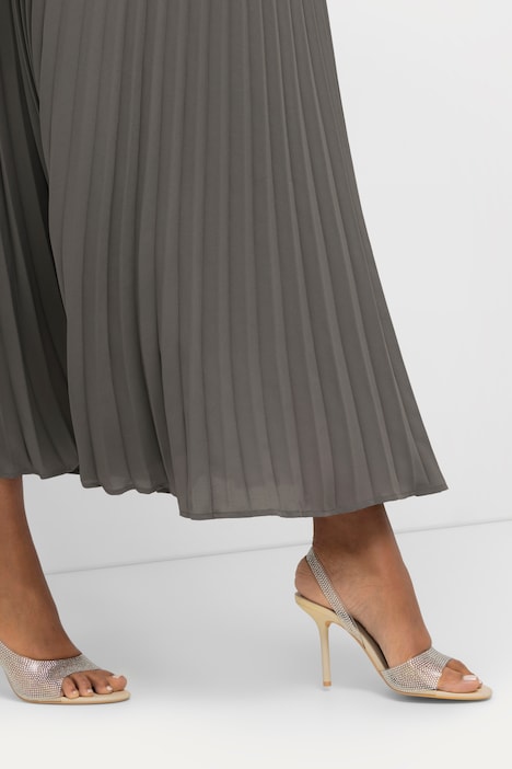 Maxikleid, Plissee, Wickeloptik, V-Ausschnitt, Halbarm