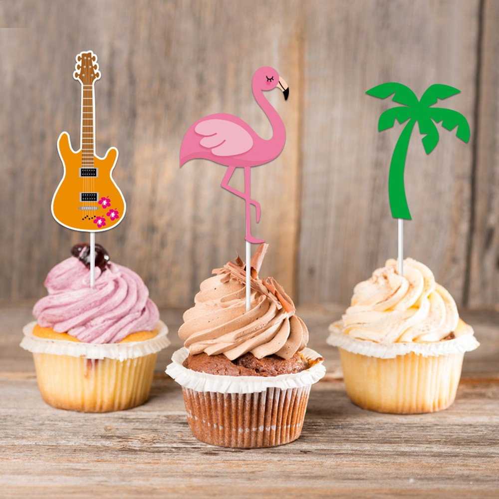 (8-tlg. Set) Kuchenstecker Tortenstecker Topper Dekoration für Torten / Kuchen - Hawaii Party