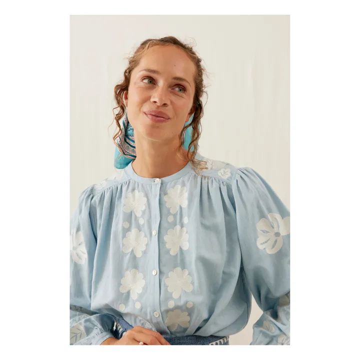 Louise Misha Blouse Jeanne Coton et Lin - Collection Femme | Bleu