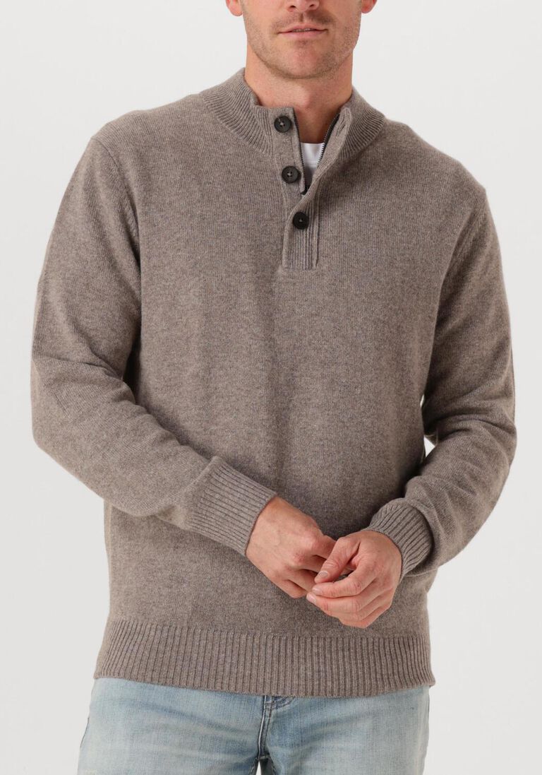taupe stefano lauran trui half zip l