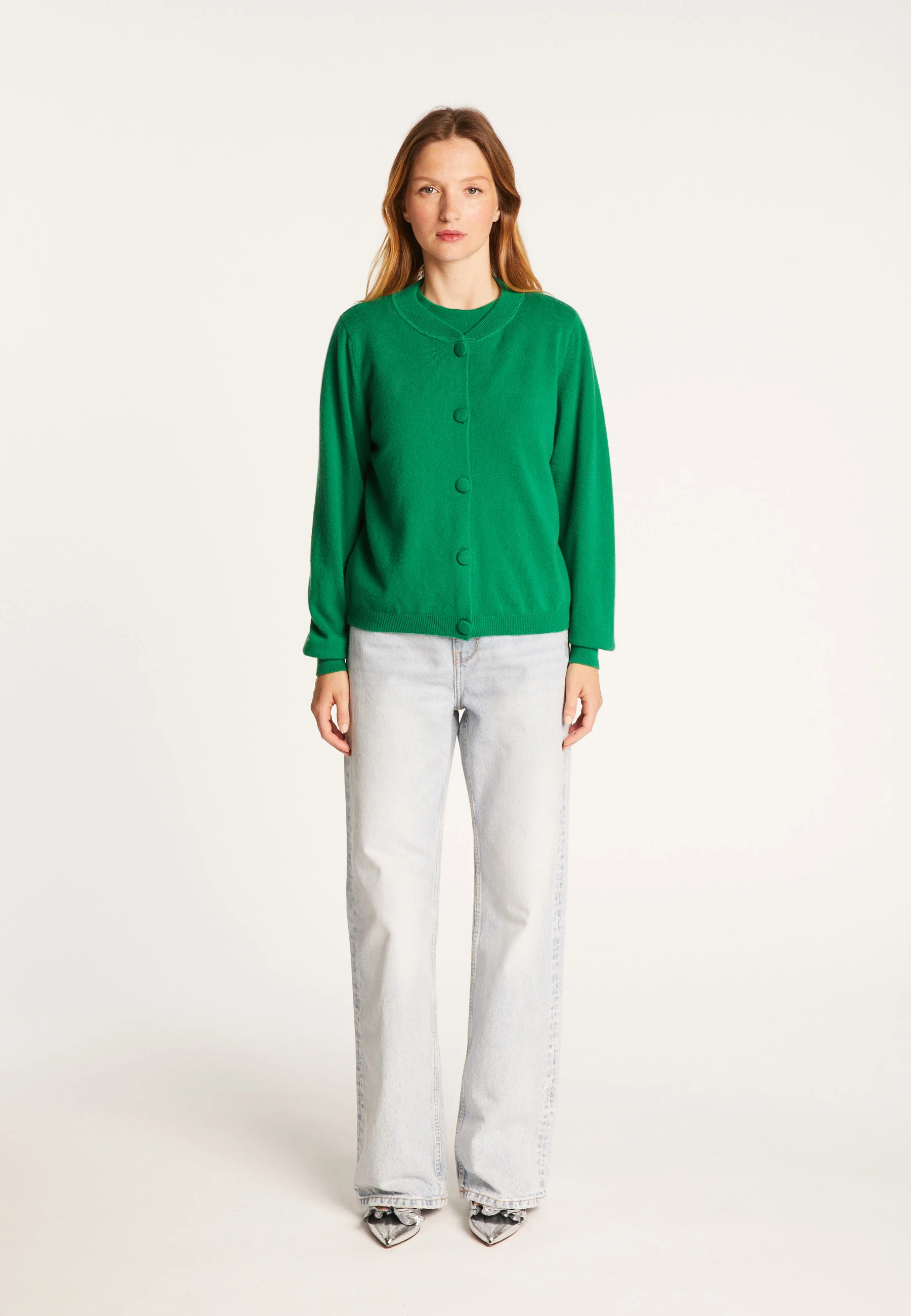 AURAAH24 - Cardigan boutonné en cachemire | Vert
