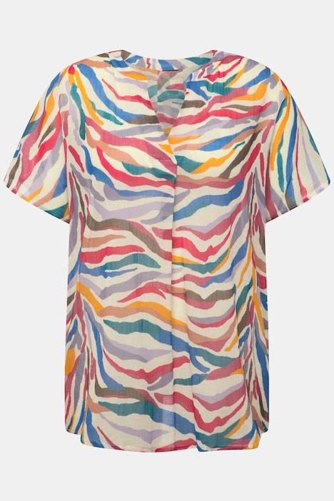 Bluse, A-Linie, Tunika-Ausschnitt, Halbarm