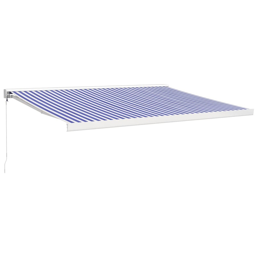 Auvent rétractable bleu et blanc 4,5x3 m tissu et aluminium